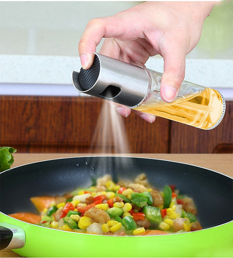 Leakproof Push-Type Oil & Vinegar Spray Bottle – Healthy Cooking & BBQ Mister