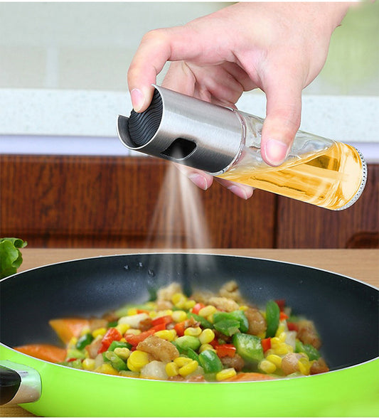 Leakproof Push-Type Oil & Vinegar Spray Bottle – Healthy Cooking & BBQ Mister