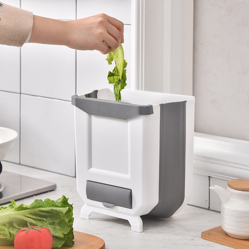Wall-Mounted Foldable Trash Can – 8L Space-Saving Waste Bin for Kitchen, Bathroom & Living Room