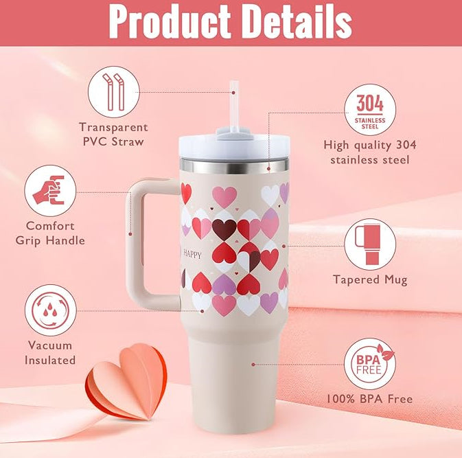 40oz Insulated Travel Tumbler – Double-Wall Stainless Steel Cup with Lid & Straw