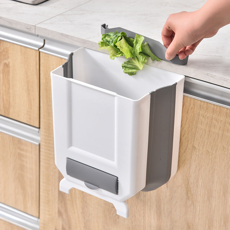 Wall-Mounted Foldable Trash Can – 8L Space-Saving Waste Bin for Kitchen, Bathroom & Living Room